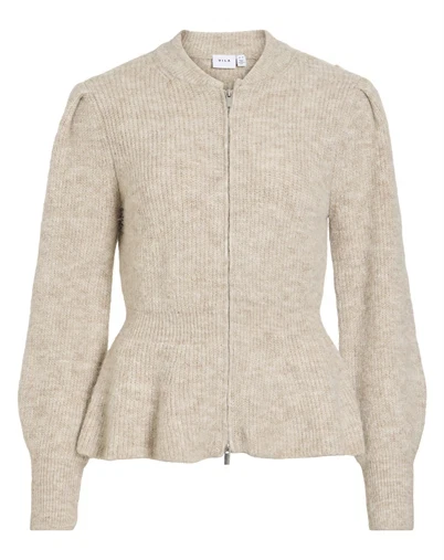Vila - VIGracie Peplum Zip Strik - Natural Melange 